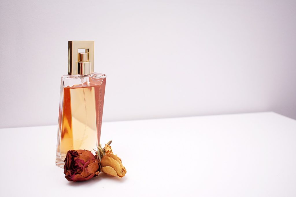 clear glass perfume bottle