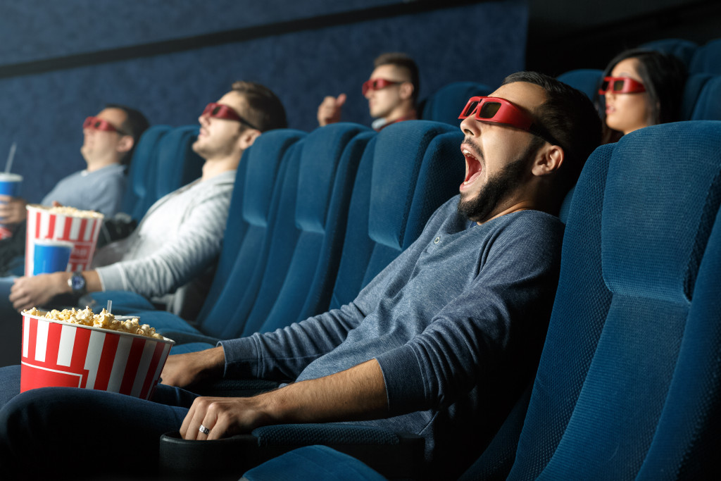 group of people watching 3D Cinema