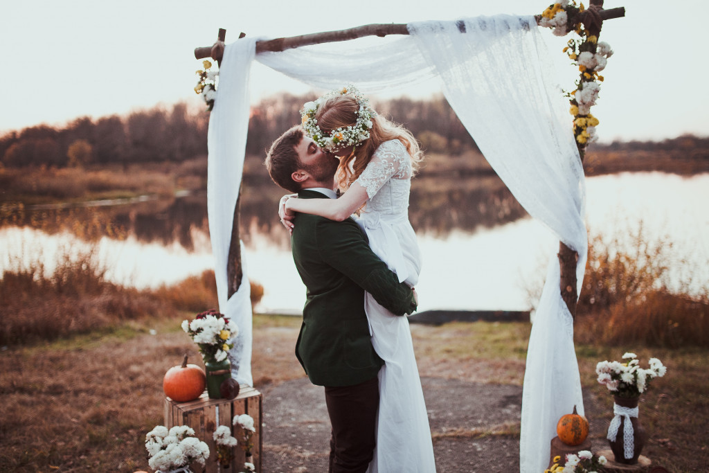 husband and wife at their wedding