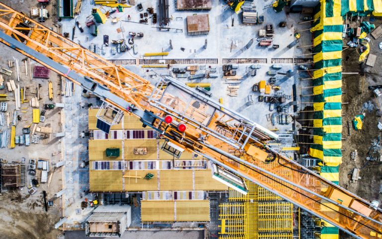 overhead view of a construction site